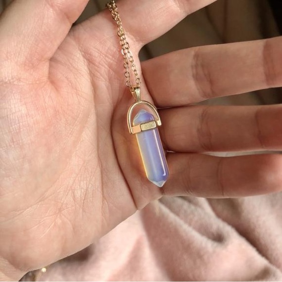 Crystal Gemstone Gold Chain Necklace - Picture 4 of 9